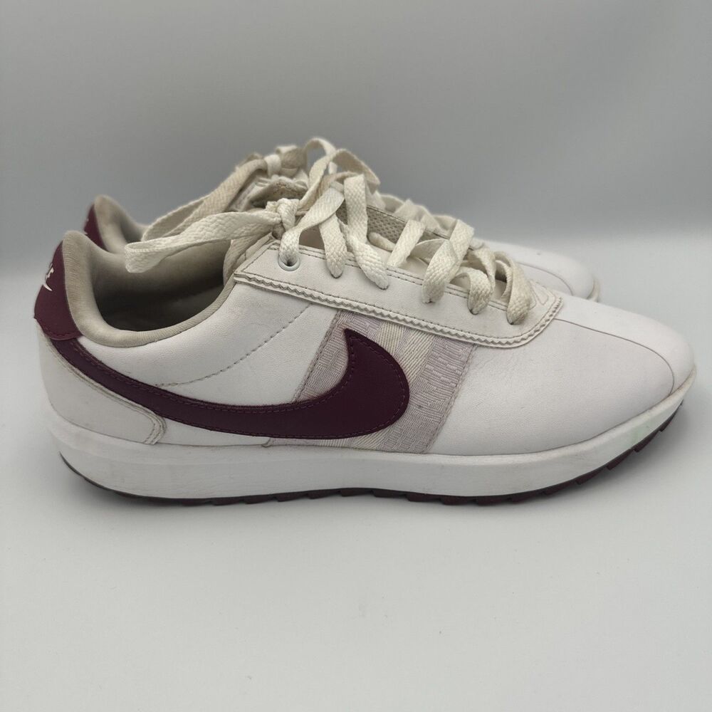 Nike Cortez G Golf Shoes Womens 8 White Burgundy Spikeless Leather CI1670-103